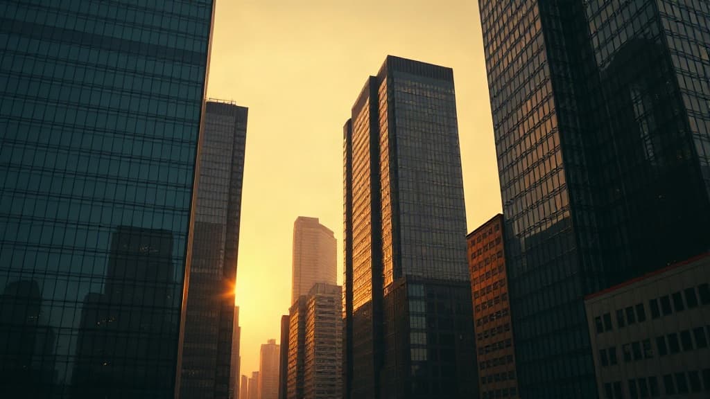 City skyline at golden hour